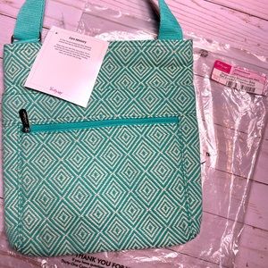 Thirty one organizing shoulder bag - turquoise graphic weave